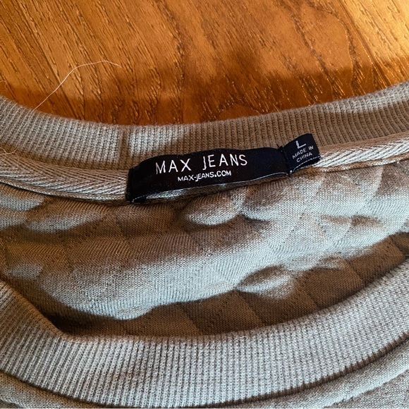 Green Quilted Max Jean Zipper Side Crew Neck Sweater - Picture 3 of 5